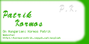 patrik kormos business card